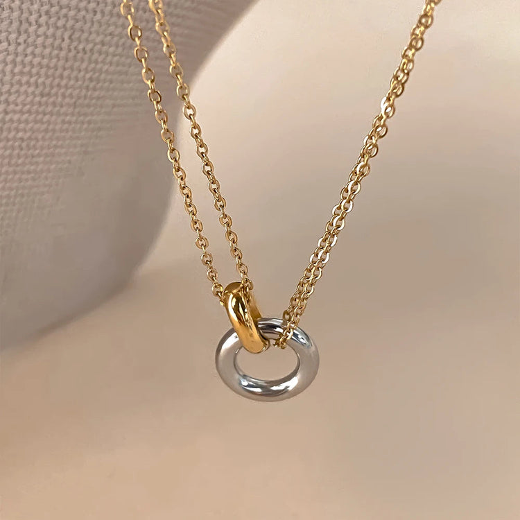 eManco Stainless Steel two-color pendant Necklaces For Women Chokers Trend Fashion Festival Party Gift Jewelry PlatiNum