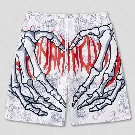 Pantaloncini da uomo estivi con stampa di elementi a mano scheletro Pantaloncini ad asciugatura rapida Pantaloncini sportivi traspiranti alla moda estiva da uomo Tendenza confortevole platinumshop