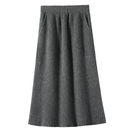 100% Cashmere Skirt Women's Clothes Over Knees Knitwear New Collection High Quality Autumn Winter Soft Warm Straight Long Skirt PlatiNum