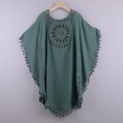 Grembiule da spiaggia allentato da donna con spalle scoperte, casual, per le vacanze, stile sexy, con nappa ritagliata, grembiule da spiaggia estivo da donna platinumshop