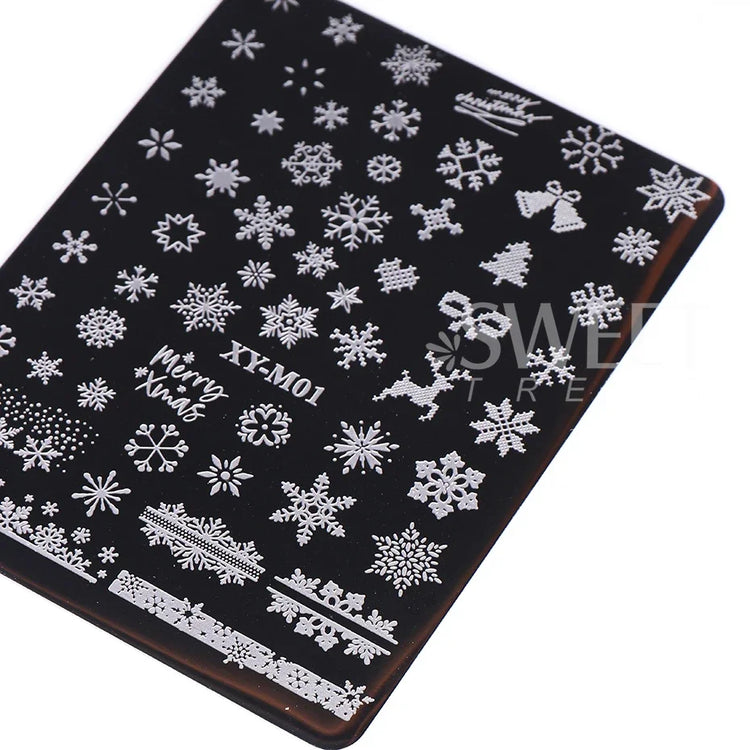1 PC Nail Stamping Plates Christmas French Xmas Steel Printing Stencil Snowflakes Nail Stamp Templates Nail Art Manicure Tools