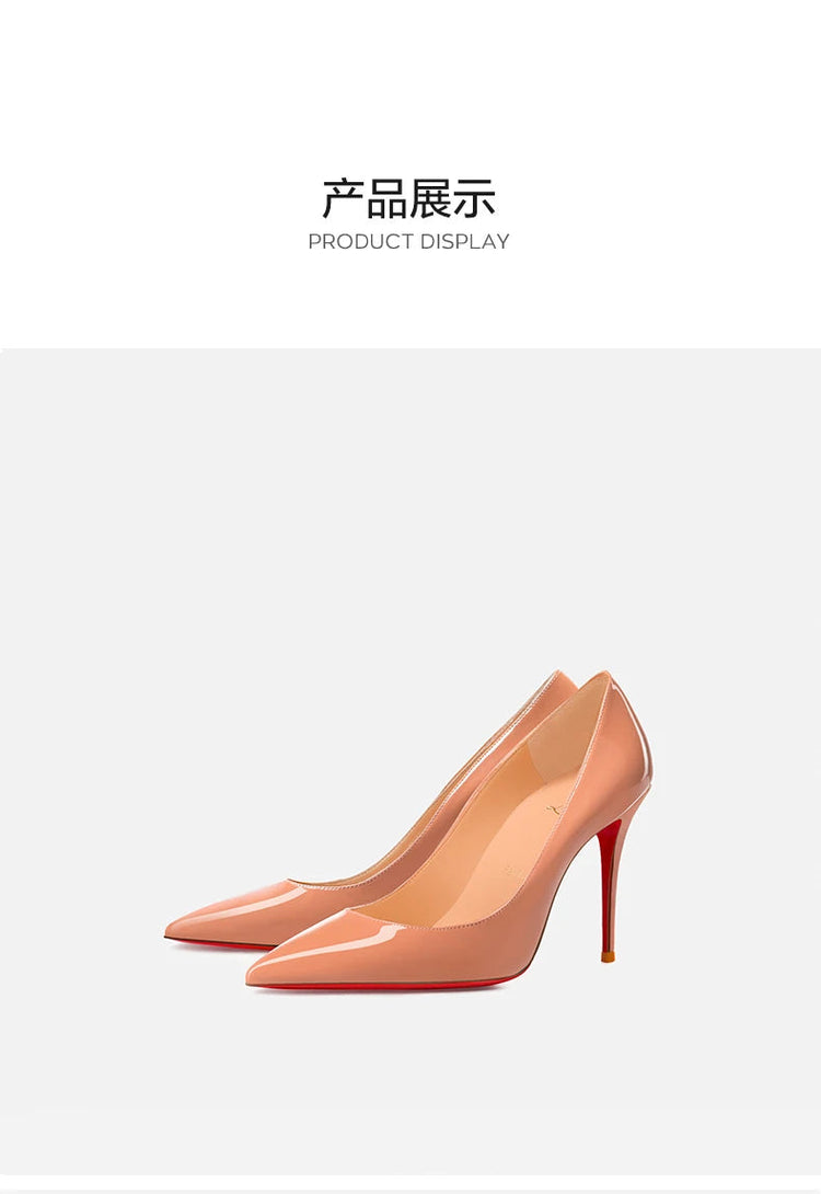Tacchi da donna Colore nudo Tacco alto elegante da donna Scarpe nere di lusso donna 2025 Fondo rosso lucido Punta a punta Party Ladies Women platinumshop