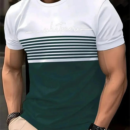 Oversized T-shirt Men's T-shirt Summer Fashion Casual Crew Neck Short Sleeve Top Striped Printed Men's T-shirt