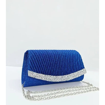 Borsa Clutch Plissettata con Strass, Pochette da Sera Scintillante con Cristalli, Elegante Borsetta da Donna per Cerimonie, Matrimoni e Feste Formali