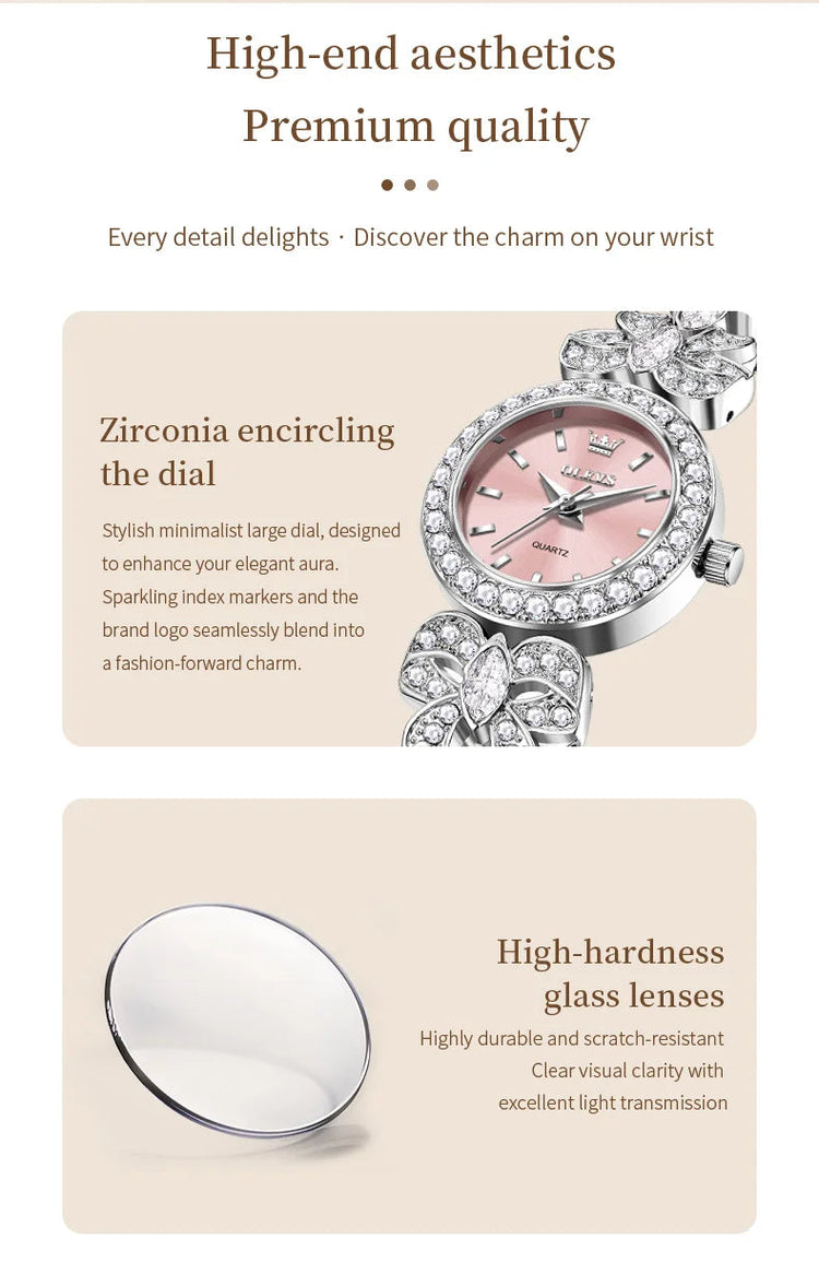 OLEVS 5887 Orologi da donna Elegante orologio al quarzo originale Orologi luminosi impermeabili per regalo donna Cinturino con diamanti Reloj Mujer platinumshop