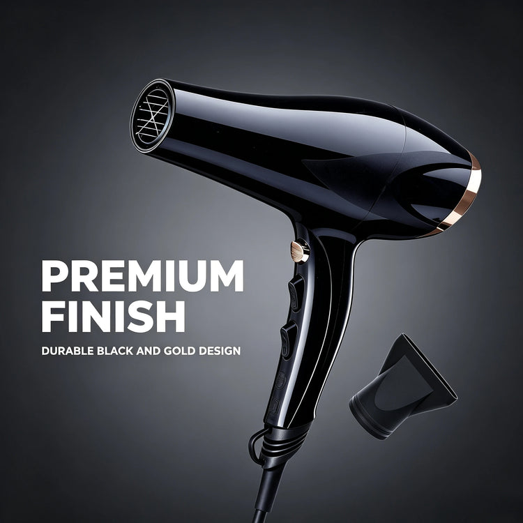 Professional Negative Ions Hair Dryer 2200W 100‑240V Multi Speed Temperature Control Blow Dryer With Concentrator Nozzle For Salon Home Use
