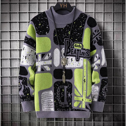 Men's fashion pullovers 2025 men winter Sweaters mens warm sweater O-neck custom pattern men sweaters autumn men size M-3XL