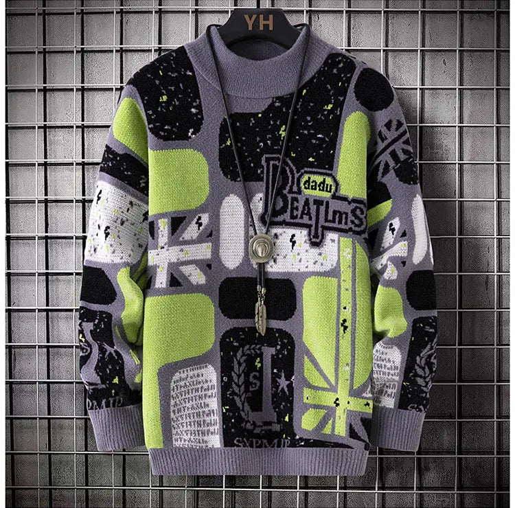 Men's fashion pullovers 2025 men winter Sweaters mens warm sweater O-neck custom pattern men sweaters autumn men size M-3XL