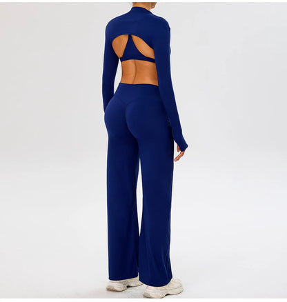 Women High Waist Wide Leg Pants Leggings Tights Fitness Bell-bottoms Yoga Elastic Leggings Push Up Gym Workout Flared Pants