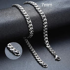 7mm Cuban Silver / 60cm 24inch