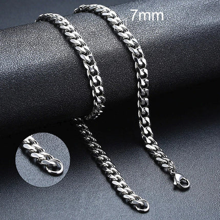 3-11MM Classic Cuban Chain Necklace for Men Women,Silver Black Gold Grey Color Stainless Steel Chains,Basic Punk Jewelry Gift PlatiNum