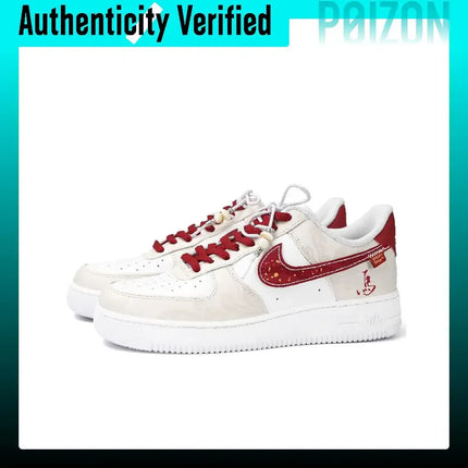 Nike Air Force 1 Prosperity Tianchi Abrasion Resistant Low top Skateboard Shoes Men's Beige Red CW2288-111（Team985-）