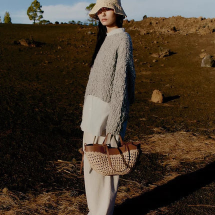 2025 Y2k Retro Literary Fashion Versatile Casual Tote Bag Shoulder Bag Large Capacity Grass Woven Bag Women's Bag