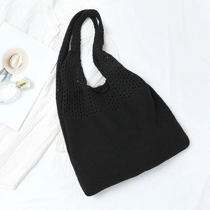Borse a maglia da donna, borsa tote grande capacità, borsa estiva da spiaggia, borsa grande casual, borse a tracolla intrecciate a nido d'ape, borsa da donna