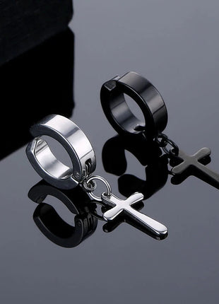 1/16 paia di orecchini a bottone magnetici da uomo in acciaio inossidabile con croce Non penetrante orecchini a cerchio Unisex CZ Magnet Clip on Earring platinumshop
