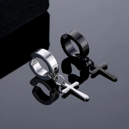 1/16 paia di orecchini a bottone magnetici da uomo in acciaio inossidabile con croce Non penetrante orecchini a cerchio Unisex CZ Magnet Clip on Earring platinumshop