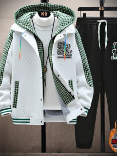 Winter Men's Sets Tracksuit Men Wool Hooded Sweatshirt Thicken Warm Sportswear Male Casual Suit Two Piece Sets