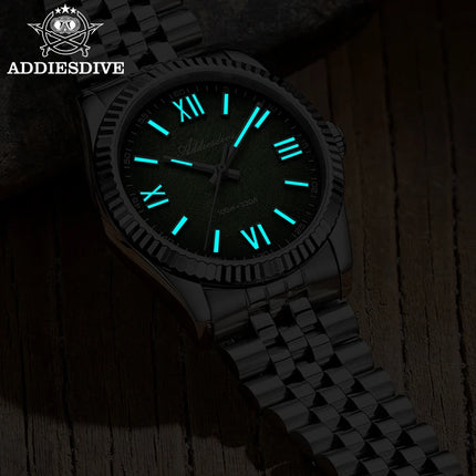 ADDIESDIVE New 36mm Watch for Men AD2512 Luxury Sapphire VH31 Quartz Wristwatch 100m Waterproof Stainless Steel Luminous Watches