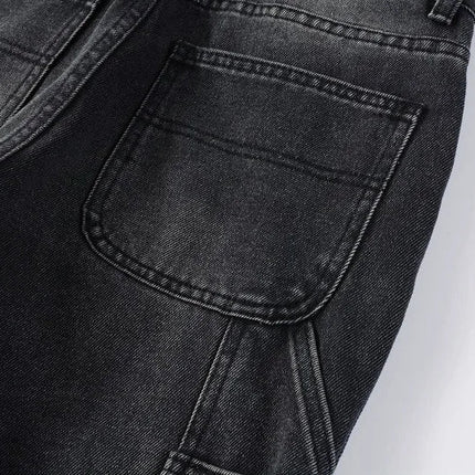Four Seasons  Men's Casual Spliced Vintage Grey Elastic Jeans Bootcut Pants Trendy Slim Denim Trousers Male Men's Streetwear PlatiNum
