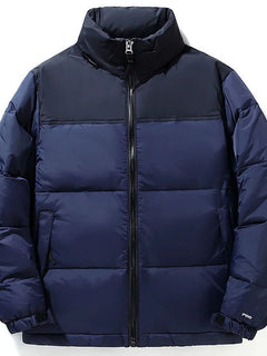 2025 Men's Trendy Color Block Cropped Down Jacket Outdoor Winter Warm Women's Couple Style Casual Co