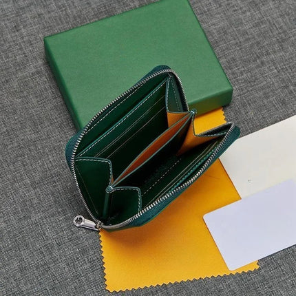 Portafoglio unisex con cerniera in vera pelle, mini borsa quadrata, borsa portaoggetti alla moda con scomparti multipli per monete e carte, per uso quotidiano