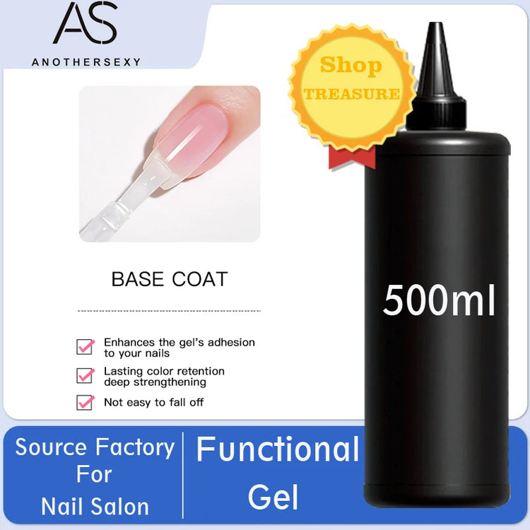 AS 500ml High Quality Nail Art Soak Off UV/LED No Wipe Top Coat Gel Polish Base Coat Without Sticky Layer Tempered TopCoat