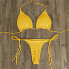 Set bikini sexy perizoma da donna Costume da bagno laterale stile fasciatura Costume da bagno brasiliano con cinturino diviso Set costume da bagno femminile solido regolabile platinumshop