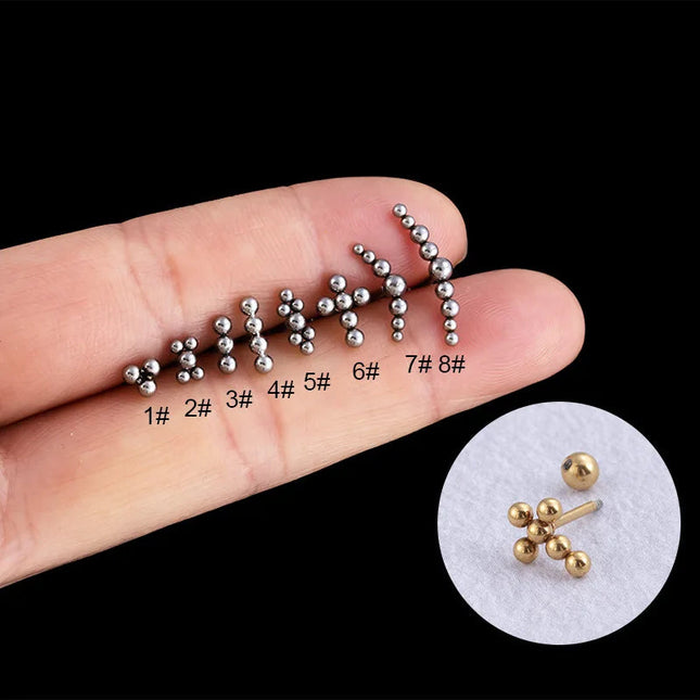 2 pezzi in acciaio inossidabile color oro croce piccoli orecchini a bottone orecchini donna uomo piccoli orecchini a elica punk coreano orecchino gioielli penetranti platinumshop