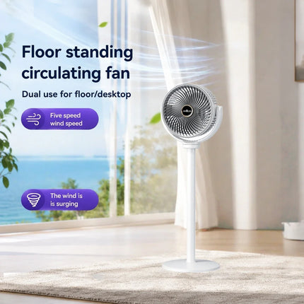 Ventilatore Turbo 3-in-1 per Circolazione d'Aria Domestica, Ventilatore da Terra e da Tavolo Retrattile con Telecomando, Ventilatore Portatile per Ufficio e Camera da Letto