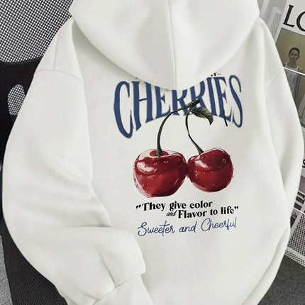 Hoodie Women's Cherry Print Hooded Sweatshirt Oversized Casual Pullover with Cherry Graphic Hoodies Hip Hop Sweatshirt Unisex