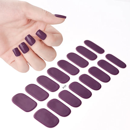 1Sheet Cured Gel Nail Strips Sticker Long-Lasting Nail Polish Strips Wraps Full Cover Gel Nail Art Stickers UV/LED Lamp Required