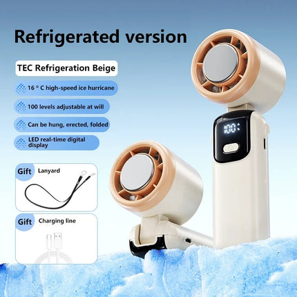 Ventilatore da tavolo USB Lenovo Fast Chill Ice Compress pieghevole/da appendere, con funzione di raffreddamento a ghiaccio, portatile, 100 velocità, Turbo, per esterni