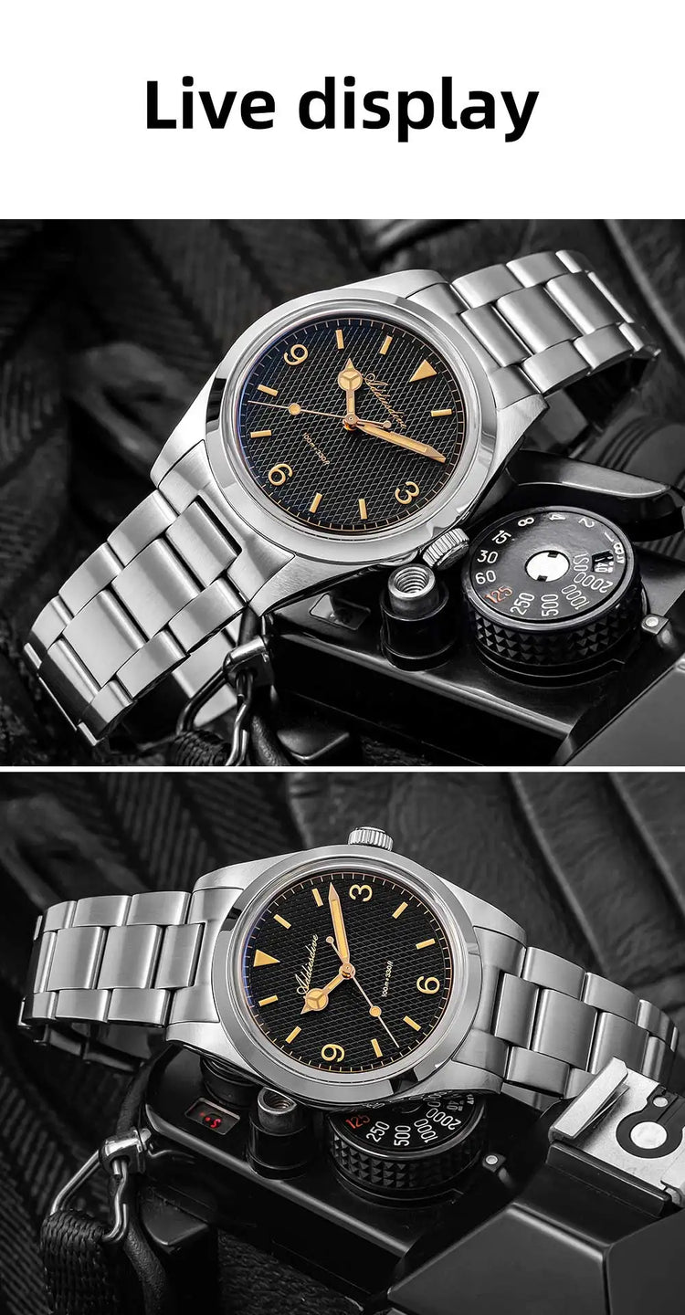 ADDIESDIVE Men's VH31 Quartz Watch Super Luminous 36mm Bubble Glass Wristwatch 100m Waterproof 316L Stainless Steel Watches Male