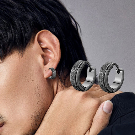Orecchini a cerchio in acciaio inossidabile con glassa larga 2 pezzi orecchini rotondi neri per donna uomo Punk Vintage Circle Earring Jewelry Statement platinumshop