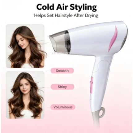 1600W Foldable Travel Hair Dryer 100‑240V Dual Voltage Portable Compact Blow Dryer With Cold Air Function For Household Travel Hotel Use