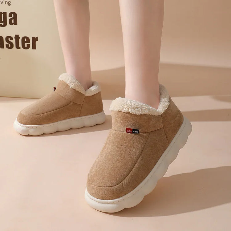 Shevalues Winter Men Slippers Short Plush Men Cotton Boots Indoor Fluffy House Fur Slippers Men Casual Soft Fur Furry Men Shoes
