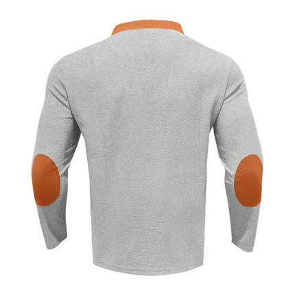 Cross-border new men's waffle color matching strap V-neck top casual long-sleeved bottoming T-shirt PlatiNum