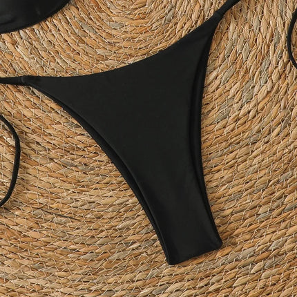 Costume da Bagno da Spiaggia alla Moda, Set Bikini a Perizoma per Donna, Sexy Costume da Bagno a Triangolo con Lacci, Due Pezzi, Stile Brasiliano, Tinta Unita platinumshop