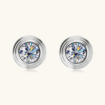 IOGOU D0.10CT Moissanite Diamond Round Stud Earrings 925 Sterling Silver Original Fine Jewelry for Women Girls Anniversary Gifts PlatiNum