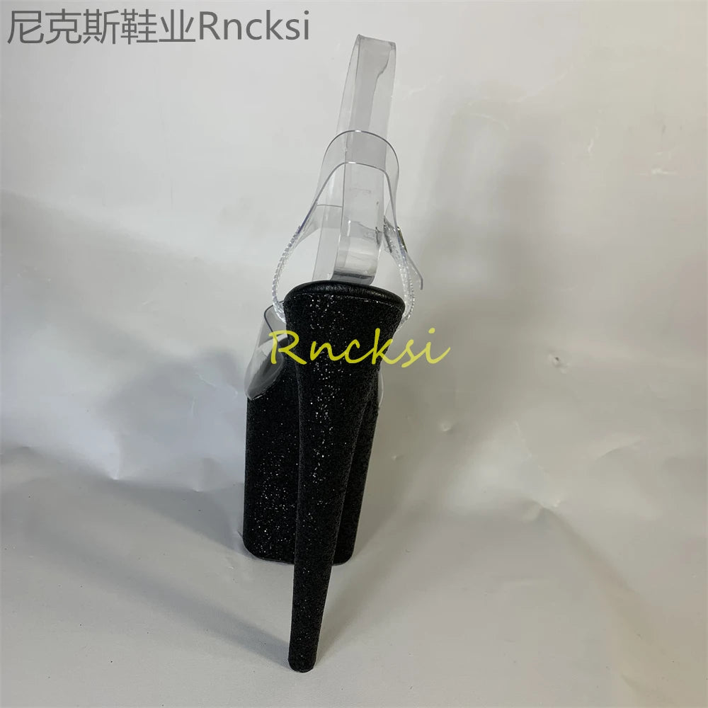 20cm High-heeled sandals women's new transparent word with high heels, stilettos and sexy super high-heeled sandals