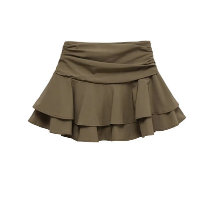 ETJ 2025 Sommer Damen Neue Mode Sexy Hot Girl Stil Rüschen gestapelt Dekoration Rock Hose Kurze Mid-Waist