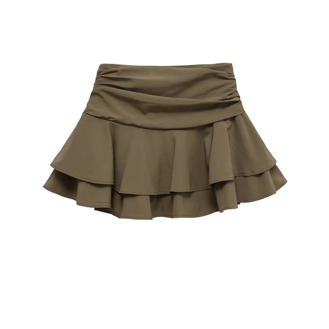 ETJ 2025 estate delle donne nuova moda sexy hot girl stile balze impilate decorazione pantaloni gonna corta a vita media