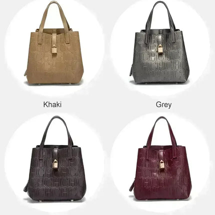 CH Large Capacity Handbag Luxury Brand Temperament Letter Print with Lock Design 2025 Trendy Women's Crossbody Bag PlatiNum