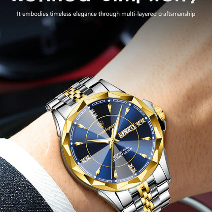 POEDAGAR Orologio da uomo di moda di lusso Top Business Impermeabile luminoso Data Settimana Orologi da uomo Orologio da polso da uomo in acciaio inossidabile al quarzo platinumshop
