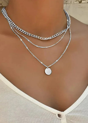 Collana impilabile a tre strati in argento sterling 925 da donna con ciondolo a striscia semplice, gioielli con catena a clavicola ipoallergenica impermeabile PlatiNum