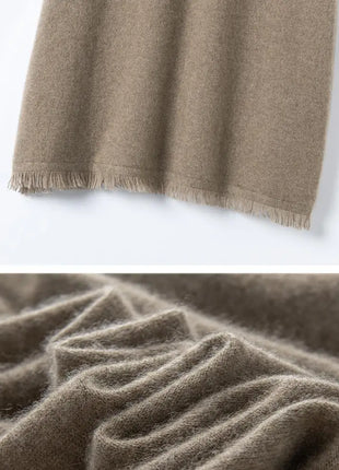 Women Cashmere A-Line Tassel Skirt High Waist Office Lady Retro Autumn Winter 100% Cashmere Knitwear Graceful Regular Fit Dress