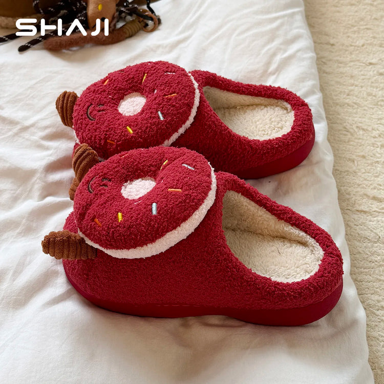 Plush Cotton Slippers Women Winter Indoor Home Shoes Anti-slip Thick Warm Cotton Shoes Cartoon Slippers Soft Comfortable Slipper