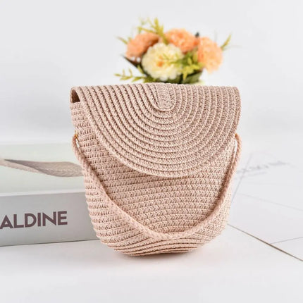 Fashionable Shell-Shaped Straw Bag, Handmade Straw Bag, Summer Beach Bag for Children