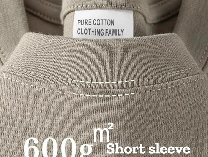 600G Heavy Cotton Short-sleeved T-shirt Men's and Women's Summer Loose Casual Trend Versatile Round Neck Half-sleeved Clothes PlatiNum