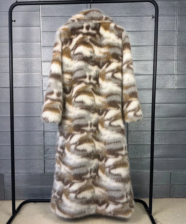 ZADORIN 130cm Long Fluffy Woman Leopard Faux Fur Coat Y2K Clothes Luxury Warm Faux Fur Jackets Winter Coats For Woman Outerwears